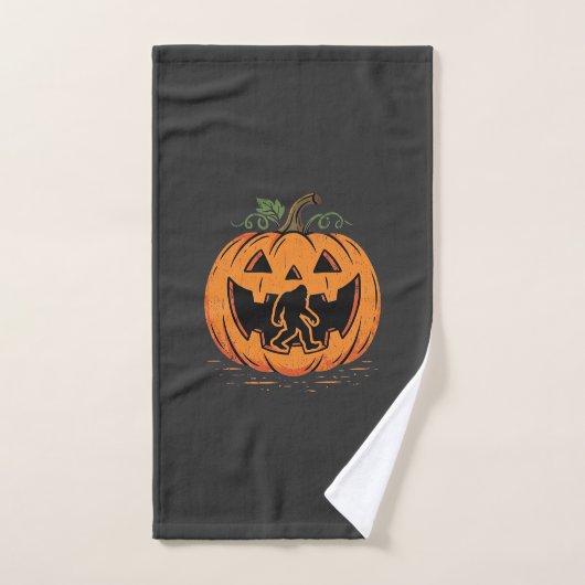 Bigfoot Halloween Pompoen Silhouet Ontwerp_1 Handdoek (Handdoek)