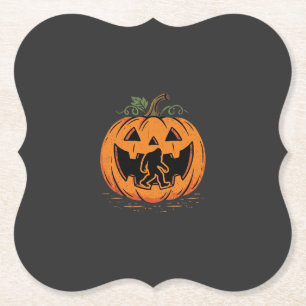 Bigfoot Halloween Pompoen Silhouet Ontwerp_1 Kartonnen Onderzetters