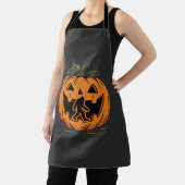 Bigfoot Halloween Pompoen Silhouet Ontwerp_1 Schort (Insitu)