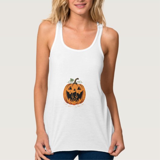 Bigfoot Halloween Pompoen Silhouet Ontwerp_1 Tanktop (Voorkant)