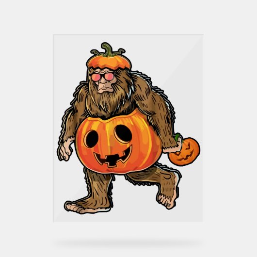 Bigfoot Halloween Pumpkin halloween Acryl Bord (Voorkant)