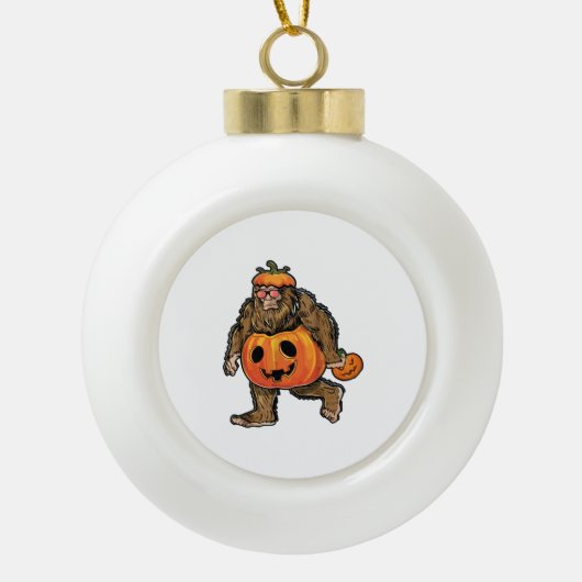Bigfoot Halloween Pumpkin halloween Keramische Bal Ornament (Voorkant)