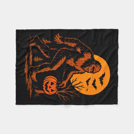 Bigfoot Halloween Sasquatch Jack O Lantern  Fleece Deken (Voorkant (Horizontaal))