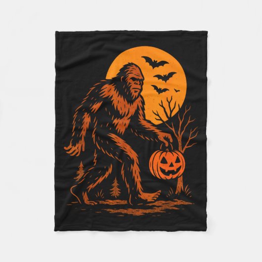 Bigfoot Halloween Sasquatch Jack O Lantern Fleece Deken (Voorkant)