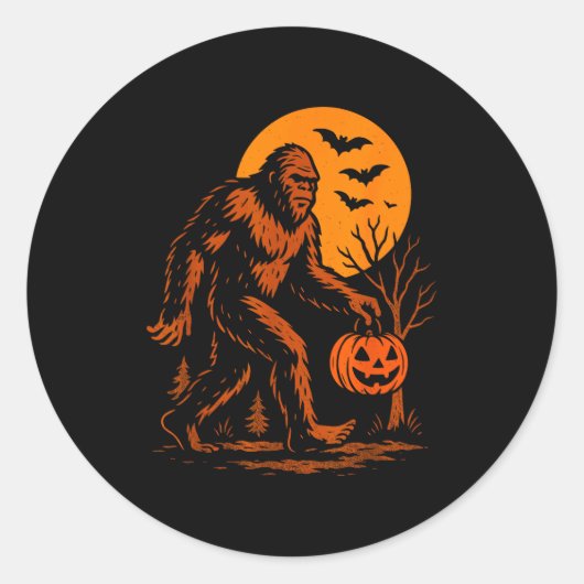 Bigfoot Halloween Sasquatch Jack O Lantern  Ronde Sticker (Voorkant)