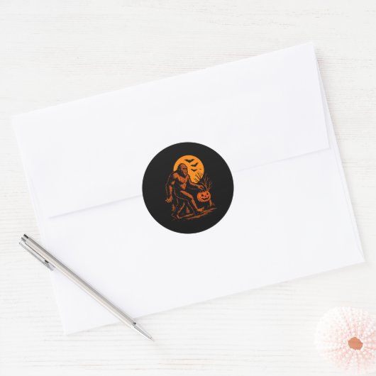 Bigfoot Halloween Sasquatch Jack O Lantern  Ronde Sticker (Envelop)