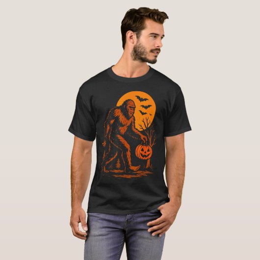 Bigfoot Halloween Sasquatch Jack O Lantern  T-shirt (Voorkant volledig)