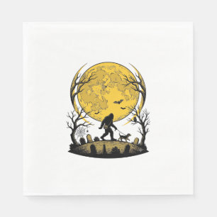 Bigfoot Halloween Shirt Volle Maan Hond Wandelen_1 Servet
