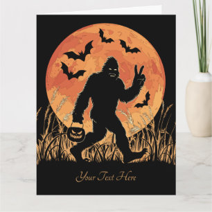 Bigfoot Halloween Sinaasappel en zwarte  Kaart