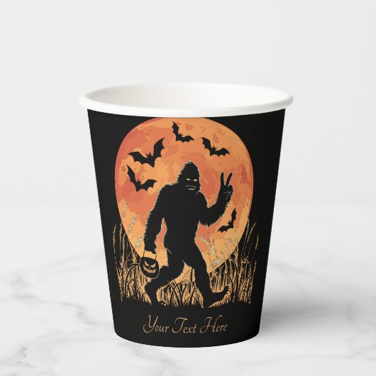 Bigfoot Halloween Sinaasappel en zwarte  Papieren Bekers (Voorkant)