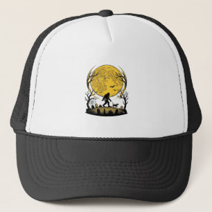 Bigfoot Halloween T-shirt Volle Maan Hond Wandelen Trucker Pet