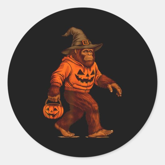 Bigfoot Halloween Trick Or Treat Sasquatch Costume Ronde Sticker (Voorkant)