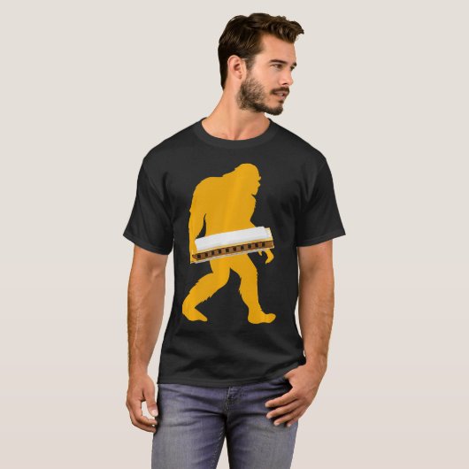 Bigfoot Harmonica Sasquatch Harpist French Harp Pl T-shirt (Voorkant volledig)