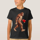 Bigfoot Hart Funny Valentijnsdag Boys Kinder Sasqu T-shirt (Voorkant)