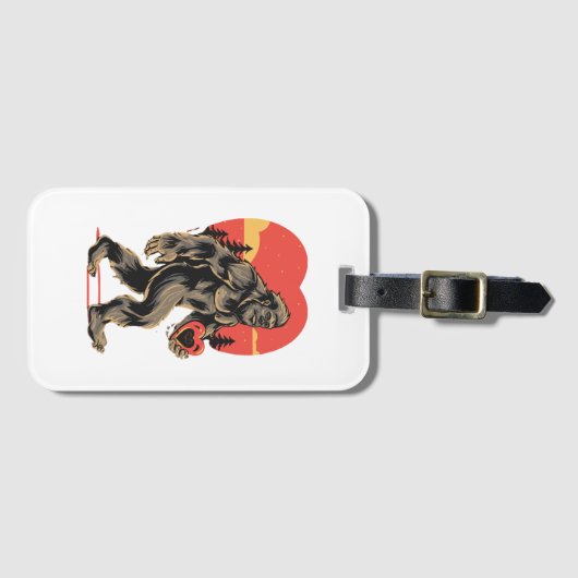 Bigfoot hart Valentijnsdag Bagagelabel (Voorkant (horizontaal))