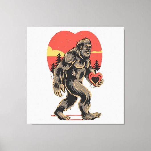 bigfoot hart valentijnsdag canvas afdruk (Voorkant)