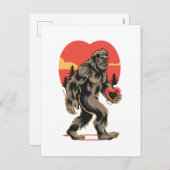 Bigfoot hart Valentijnsdag Feestdagenkaart (Voorkant / Achterkant)