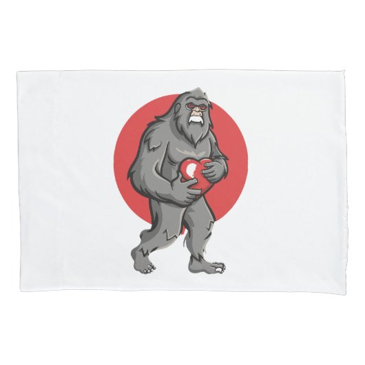 bigfoot hart valentijnsdag kussensloop (Voorkant)