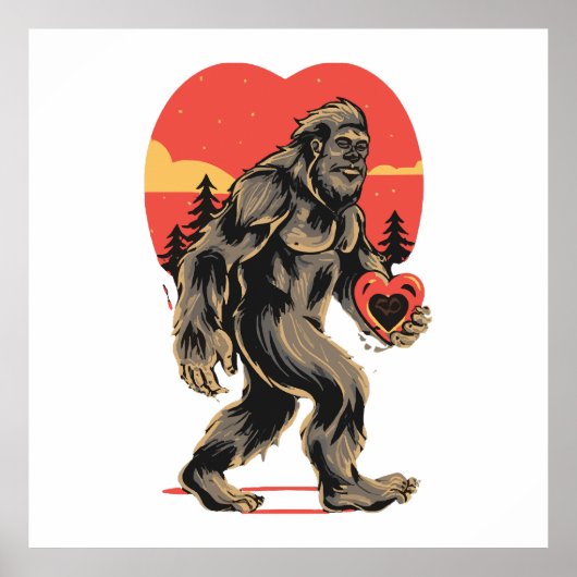 bigfoot hart valentijnsdag poster (Voorkant)