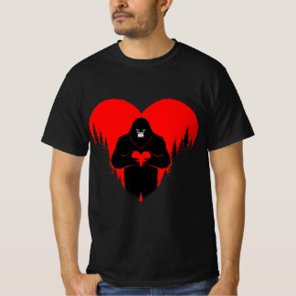 Bigfoot Hart Valentijnsdag Unisex T-shirt, Liefde T-shirt