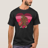 Bigfoot Heart Funny Valentine Day Love Sasquatch Y T-shirt (Voorkant)