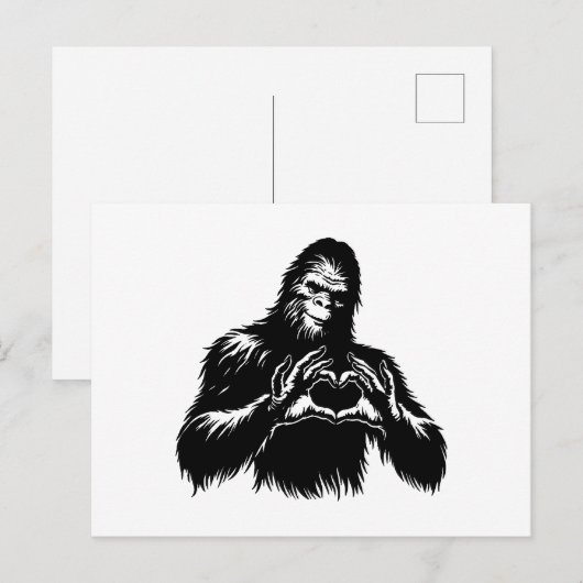 Bigfoot Heart Hands Feestdagenkaart (Voorkant / Achterkant)