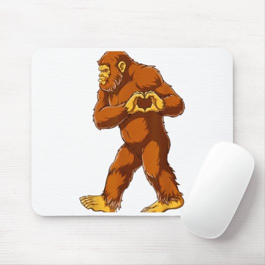 Bigfoot Heart Hands Funny Sasquatch Lover Valentin Muismat (Met muis)