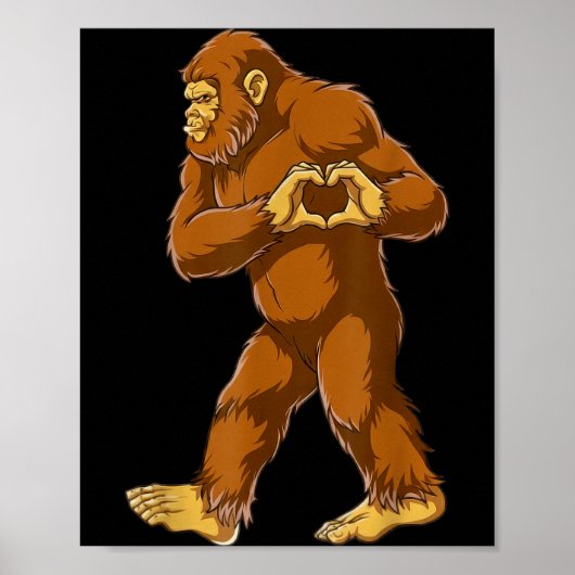 Bigfoot Heart Hands Funny Sasquatch Lover Valentin Poster (Voorkant)