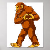 Bigfoot Heart Hands Funny Sasquatch Lover Valentin Poster (Voorkant)