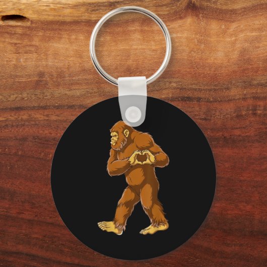 Bigfoot Heart Hands Funny Sasquatch Lover Valentin Sleutelhanger (Voorkant)