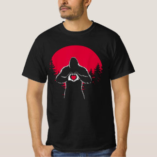 Bigfoot Heart Happy Valentijnsdag Sasquatch T-shirt