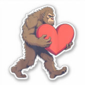 Bigfoot Heart Happy Valentine's Day Love Sasquatch Sticker (Voorkant)