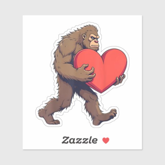 Bigfoot Heart Happy Valentine's Day Love Sasquatch Sticker (Vel)