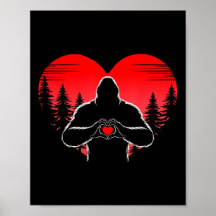 Bigfoot Heart Happy Valentines Day Sasquatch Love Poster