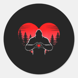 Bigfoot Heart Happy Valentines Day Sasquatch Love Ronde Sticker