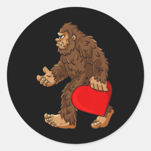 Bigfoot Heart Valentijnsdag Boys Girls Kinder Sasq Ronde Sticker