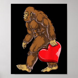Bigfoot Heart Valentijnsdag Boys Mannen Love Sasqu Poster
