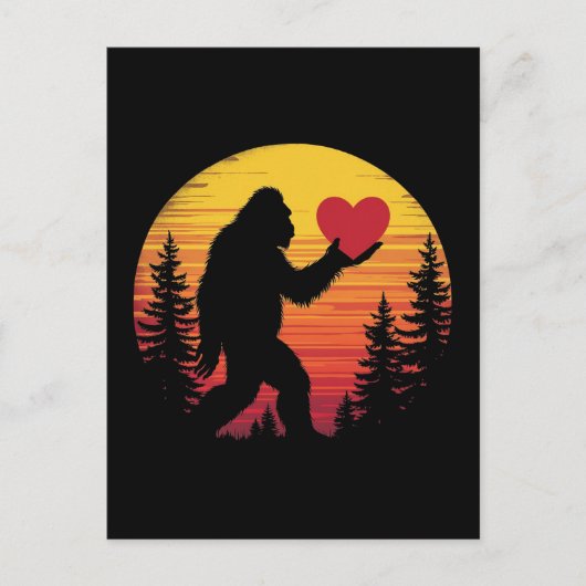 Bigfoot Heart Valentijnse liefde Sasquatch Sunset Feestdagenkaart (Voorkant)