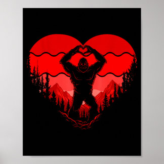 Bigfoot Heart Valentine's Day Boys Girls Kids Love Poster