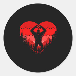 Bigfoot Heart Valentine's Day Boys Girls Kids Love Ronde Sticker