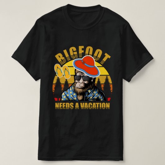 Bigfoot heeft een vakantie nodig... ...met  zwart. t-shirt (Design voorkant)