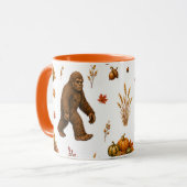 Bigfoot Herfst Oogst Pompoen Patroon  Mok (Voorkant links)