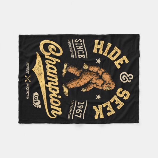 Bigfoot Hide And Seek Chamon Funny Sasquatch Retro Fleece Deken (Voorkant (Horizontaal))