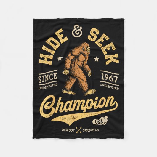 Bigfoot Hide And Seek Chamon Funny Sasquatch Retro Fleece Deken (Voorkant)