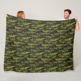 Bigfoot Hiding In A Pine Tree Forest Fleece Deken