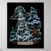 Bigfoot Hiding van Alien in een ufo achter een boo Poster (Voorkant)