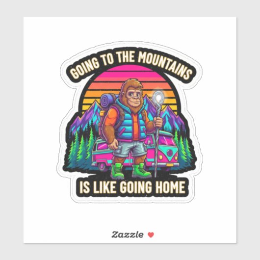 Bigfoot Hiking-Going To The Mountains Sticker (Vel)