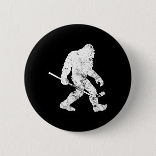 Bigfoot Hockey Sasquatch Funny Mannen Vrouwen G Ronde Button 5,7 Cm