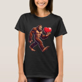 Bigfoot Holding Heart Valentijnsdag Funny Sasquat T-shirt (Voorkant)