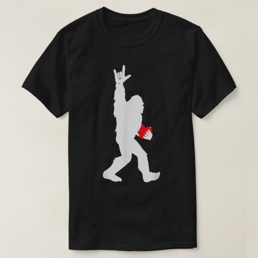 Bigfoot Holding Heart Valentijnsdag I Love You Ha T-shirt (Design voorkant)